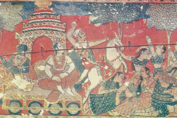 Krishna traveling to Mathura (Bengal painting)