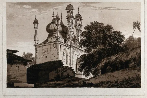 Mosque at Ghazipur, Uttar Pradesh. Etching by William Hodges Wellcome V0050416
