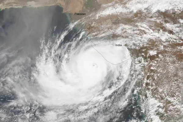 Tropical Cyclone Vayu Barrels Toward India’s Northwest Coast (NESDIS 2019-06-13)