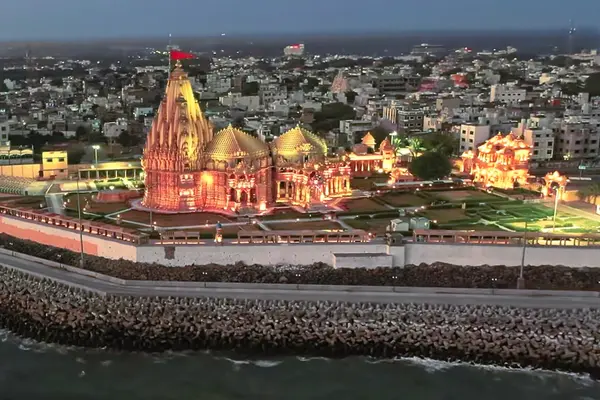 "Aerial view of Somnath temple 01, Prabhas Patan Gujarat