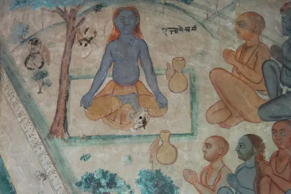 Mural depicting Dattatreya with yogis surrounding him, from Ramtatwali Dham, Hoshiarpur di