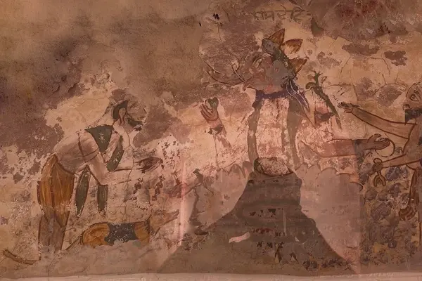 Mural depicting Ganesha with devotees, from Dera Baba Thaman Singh, Bachhoana, Mansa distr