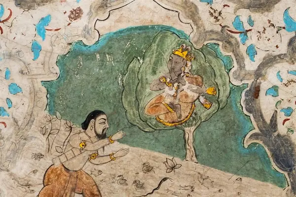 Vaishnavist mural, Kusum Sarovar, Govardhan Hills, Mathura, Uttar Pradesh, ca.1768