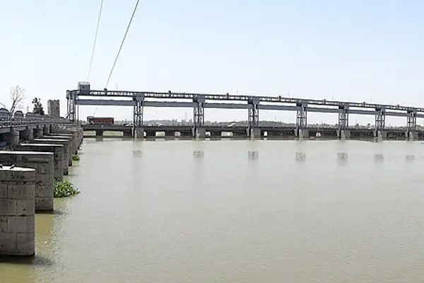 Panoramic view of Harike Barrage and the start of Rajasthan Feeder canal